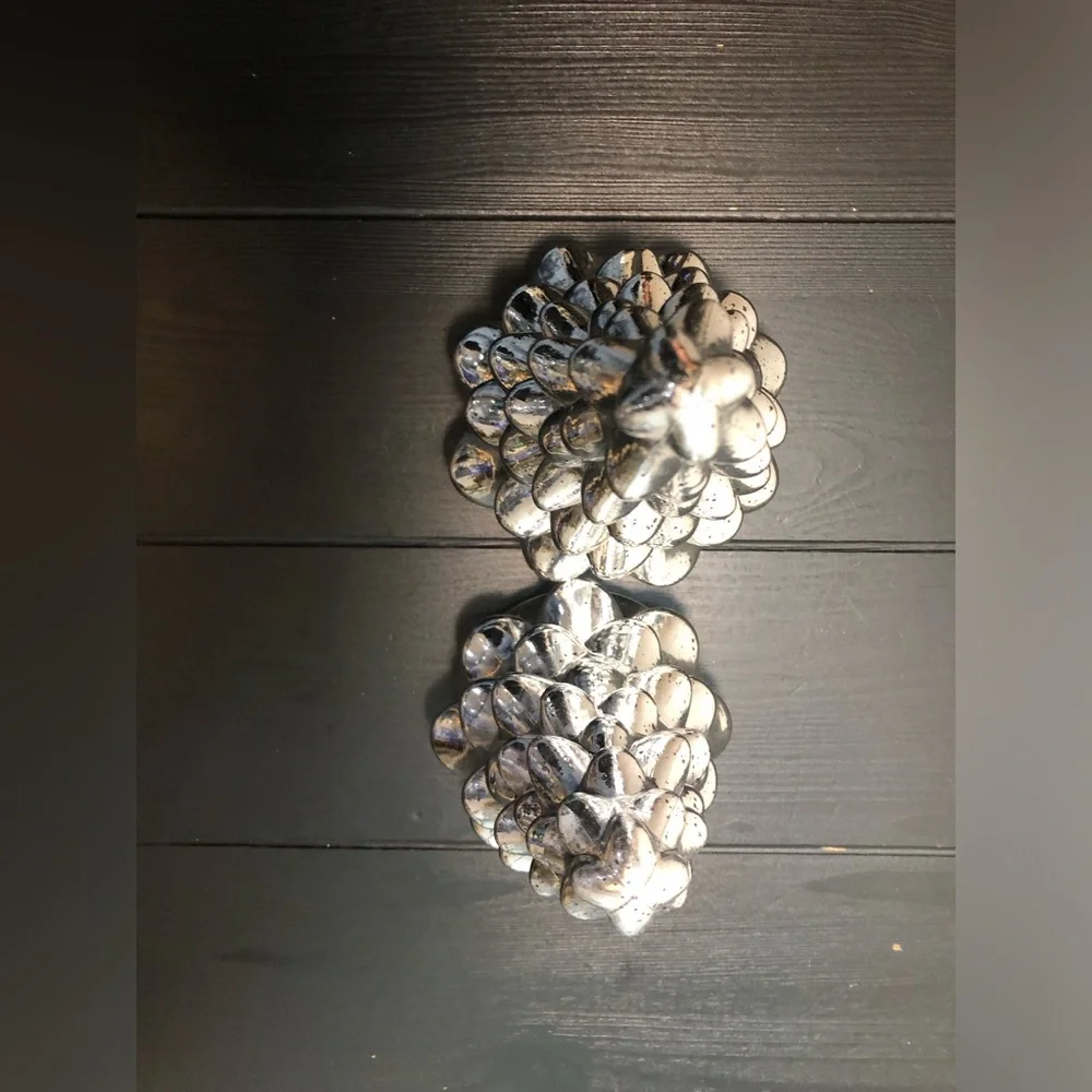 Silver Ceramic Lighted Holiday Tree Décor - Set of 2